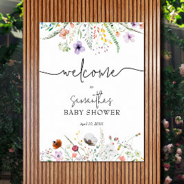 Welkomstwoord Baby shower Wildbloem Poster