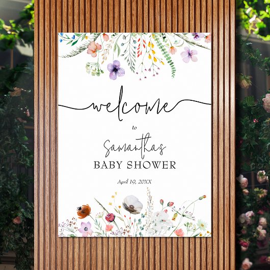 Welkomstwoord Baby shower Wildbloem Poster
