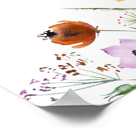 Welkomstwoord Baby shower Wildbloem Poster (Hoek)