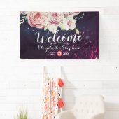 Welkomstwoord Boho Floral Feather Paarse Lights Spandoek (Insitu)