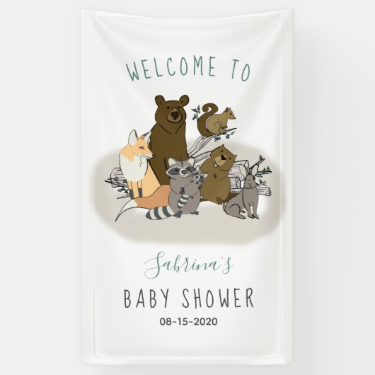 Welkomstwoord bos Baby shower Spandoek (Verticaal)