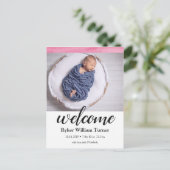 Welkomstwoord Briefkaart Waterverf geboorte (Staand voorkant)