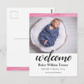 Welkomstwoord Briefkaart Waterverf geboorte (Voorkant / Achterkant)