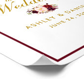 Welkomstwoord Burgundy Gold Waterverf Floral Poster (Hoek)