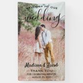 Welkomstwoord Eenvoudig zwart script verticale fot Spandoek (Verticaal)