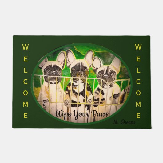 Welkomstwoord Franse Bulldogs Deurmat (Voorkant)