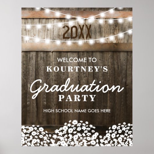 Welkomstwoord in de Land Rustic Graduy Party Poster (Voorkant)