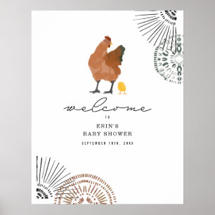 Welkomstwoord kippen Baby shower Poster