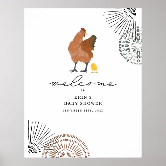Welkomstwoord kippen Baby shower Poster (Voorkant)