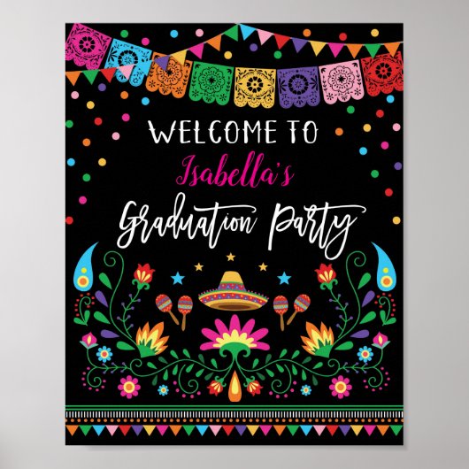 Welkomstwoord Mexican Fiesta Graduation Party Post Poster (Voorkant)