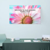 Welkomstwoord mooie roze bloem foto bruiloft spandoek (Beurs)