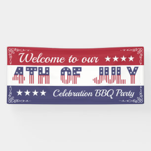  Welkomstwoord op 4 juli Stars and Stripes Spandoek