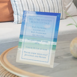 Welkomstwoord prachtige oceaanfoto Aangepast Reclamebord Met Voetstuk