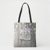 Welkomstwoord Rustic Wood Mason Jar String Light Tote Bag (Voorkant)