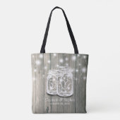 Welkomstwoord Rustic Wood Mason Jar String Light Tote Bag (Achterkant)