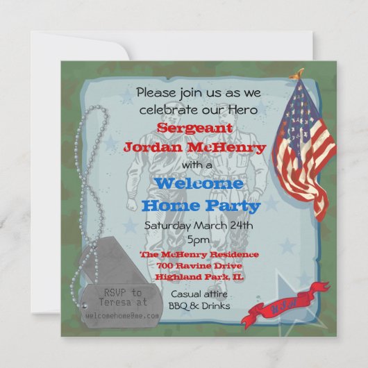 Welkomstwoord Uitnodiging militaire partij Hero (Voorkant)