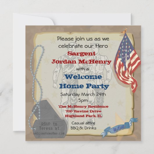 Welkomstwoord Uitnodiging militaire partij Hero (Voorkant)