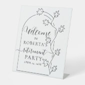 Welkomstwoord van de aftredingspartij voor elegant reclamebord met voetstuk (Voorkant)