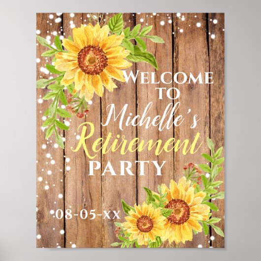 Welkomstwoord van de Rustic Floral Sunflower Party Poster (Voorkant)