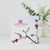 Welkomstwoord van lente en oosterse Sakura Kaart (Staand voorkant)