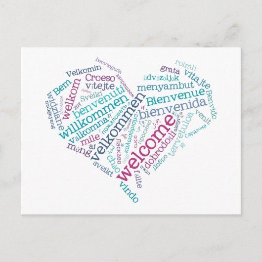 Welkomstwoord (veel talen) Briefkaart (Voorkant)