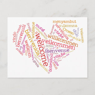 Welkomstwoord (veel talen) Briefkaart