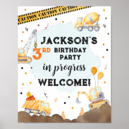Welkomstwoord voor bouwproject Truck Boy Birthday Poster