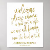 Welkomstwoord voor bruiloft Kies een 'Seat Gold Gl Poster (Voorkant)