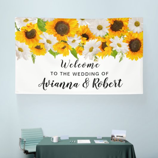 Welkomstwoord voor grote zonnebloemen Daisy Floral Spandoek (Beurs)