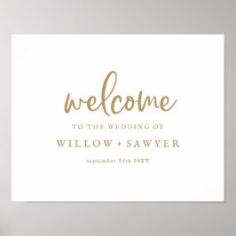 Welkomstwoord voor Rustic Gold Script Wedding Post Poster
