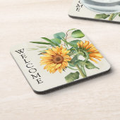 Welkomstwoord voor zonnebloemen bier onderzetter (Linkerzijde)