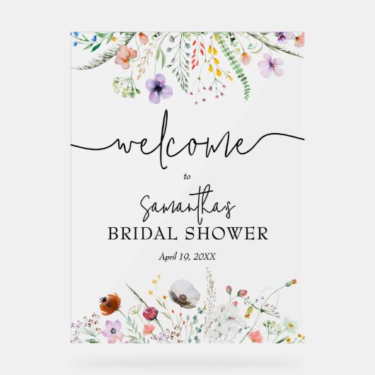 Welkomstwoord Vrijgezellenfeest Wildbloem Acryl Bord (Voorkant)