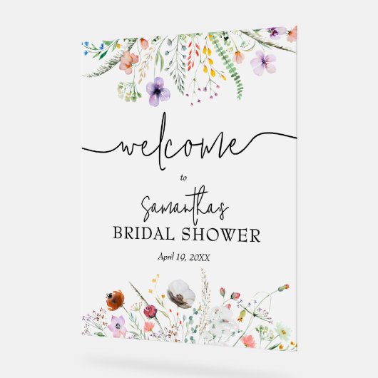 Welkomstwoord Vrijgezellenfeest Wildbloem Acryl Bord (Hoek)