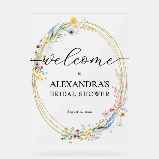 Welkomstwoord Vrijgezellenfeest Wildbloem Acryl Bord (Voorkant)