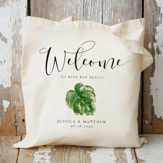 Welkomstwoord Waterverf Tropisch Monstera Leaf Tote Bag