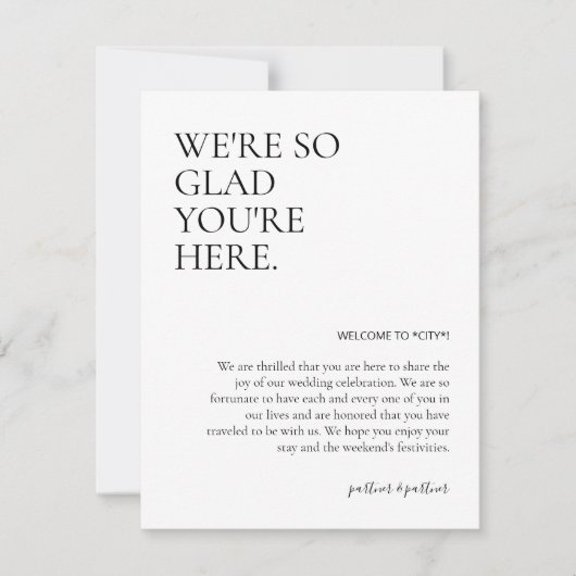 Welkomstzak invoegen notitiekaartje (Voorkant)