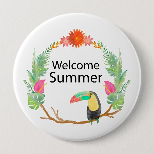 welkomstzomer ronde button 4,0 cm (Voorkant)