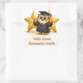 Well done, fantastic work graduation owl three gol vierkante sticker (Tas)