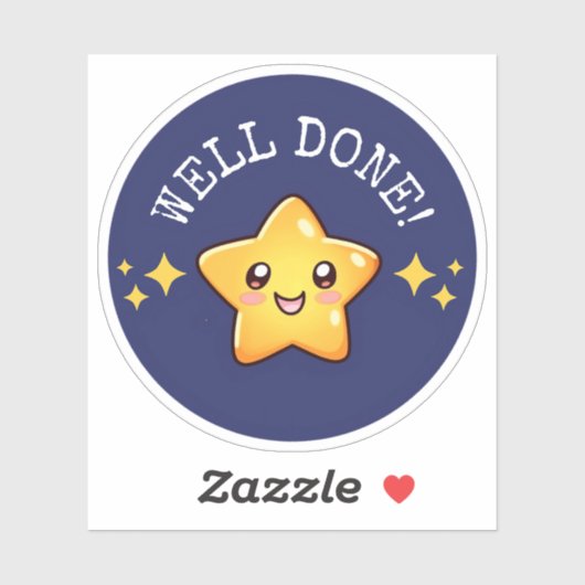 “Well Done” Motivationsaufkleber mit Kawaii Stern Sticker (Vel)