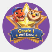 Well done with the owl and Rex large round achieve Ronde Sticker (Voorkant)
