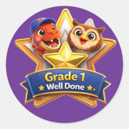 Well done with the owl and Rex large round achieve Ronde Sticker