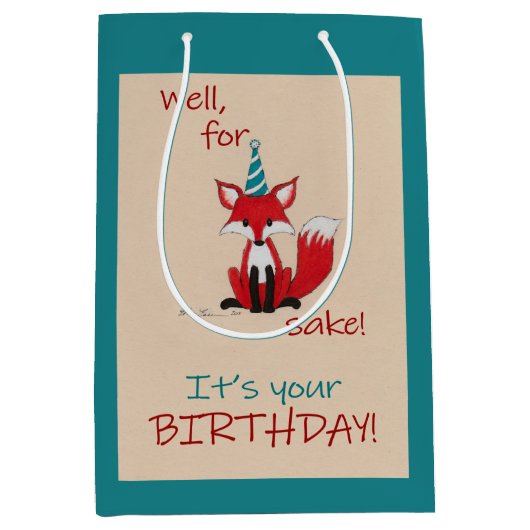 Well, for FOX sake! Birthday pun Medium Cadeauzakje (Voorkant)