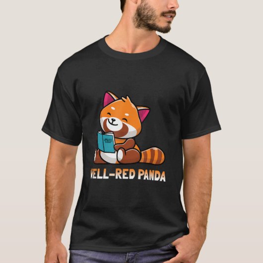 Well Red Panda Bookworm Reading Books Panda T-shirt (Voorkant)