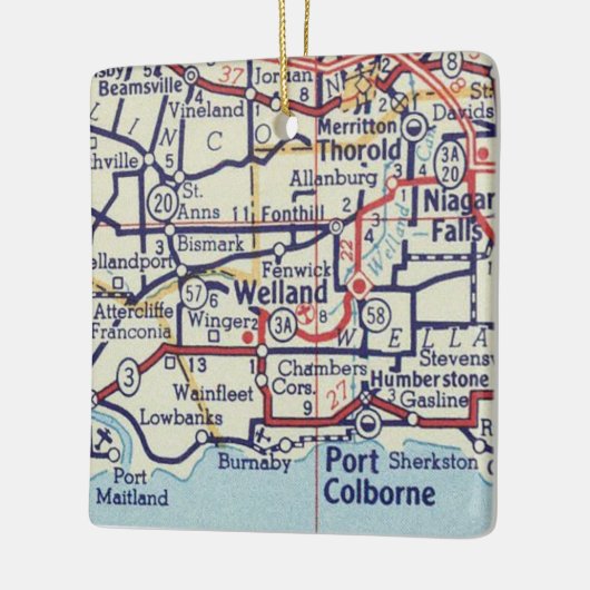 Welland Ontario kaart Keramisch Ornament (Links)