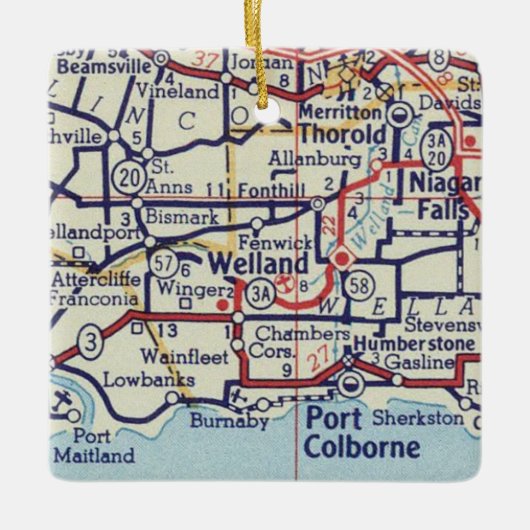 Welland Ontario  kaart Keramisch Ornament (Voorkant)