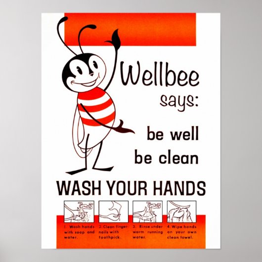 Wellbee CDC WASH UW HANDS Advertisement Poster (Voorkant)