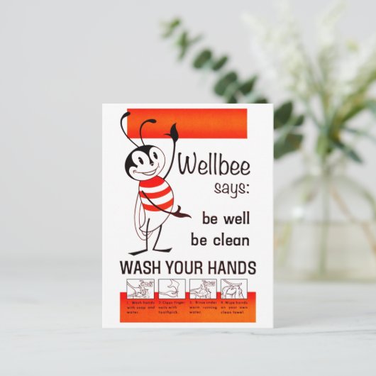 Wellbee CDC WASH UW HANDS Advertisement Poster Briefkaart (Staand voorkant)