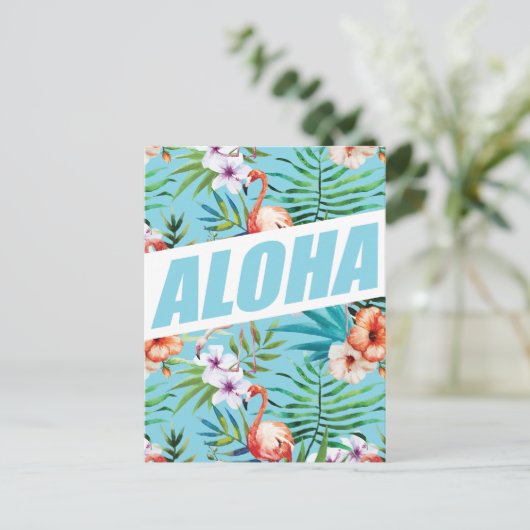 Wellcoda Aloha Summer Flamingo Holiday Briefkaart (Staand voorkant)