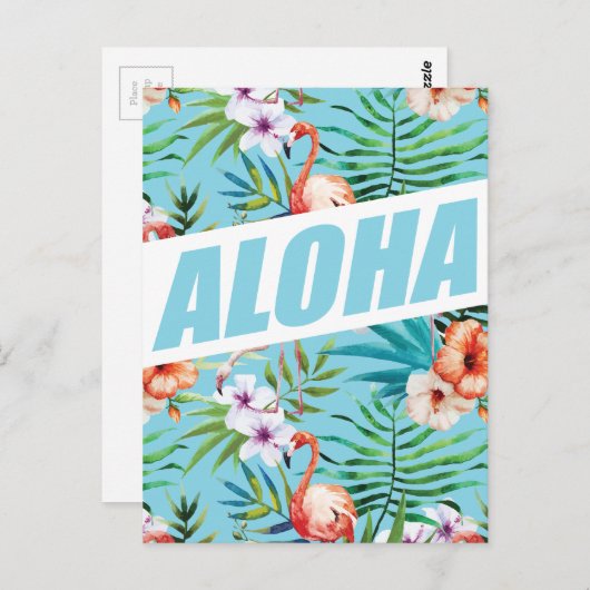 Wellcoda Aloha Summer Flamingo Holiday Briefkaart (Voorkant / Achterkant)