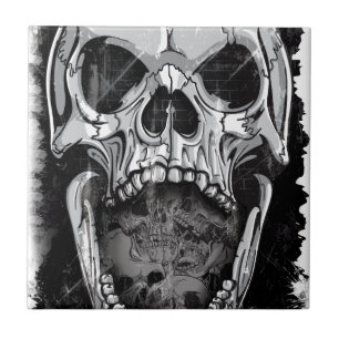 Wellcoda Angry Skull Reaper Skeletboton Tegeltje